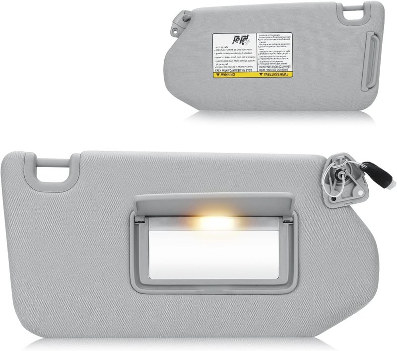 AEagle Sun Visor with Light for 2013-2018 Nissan Pathfinder, 2014-2017 Infiniti QX60, 2013 JX35, Right Passenger Side Gray Sunvisor Replacement 96400-9PB0A - Image 1